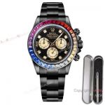 Swiss Replica Rolex Daytona Blaken Rainbow 7750 Watch 40mm Black Venom Gold Subdials